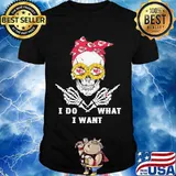 Skull With Eye Sunflowers I Do What I Want Ribbon Logo Kansas City Chiefs Shirt