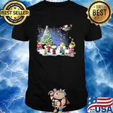 Snoopy Santa Riding Woodstock Peanuts Christmastree Xmas Shirt
