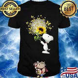 Snoopy Smell Sunflower Butterflies Shirt
