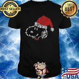 Snoopy Wear Santa Hat Sparkling Diamond Christmas Shirt