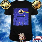 Snoopy Woodstock And Friend Watching Moon Pink Floyd Shirt