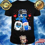 Gnome Blue Police American Flag Lovers Heart Shirt