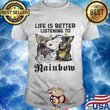 Life Is Better Listening To Rainbom Snoopy And Woodstock Shirt