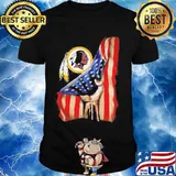 Logo Team Football Redskins American Flag Shirt