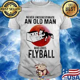 Never Underestimate An Old Man Who Loves Flyball Cat Moon Blood Shirt