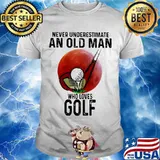 Never Underestimate An Old Man Who Loves Golf Moon Blood Shirt