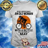 Never Underestimate An Old Woman With A Bicycle Who Was Born In May The Moon Shirt