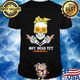Not Dead Yet Leukemia Awareness Skull Ribbon Orange Sunflowers Shirt
