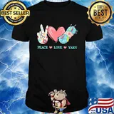 Peace Love Yarn Crochet And Knitting Heart Shirt