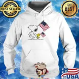 Snoopy And Woodstock Hold The Hand American Flag Shirt
