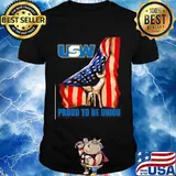 United Steelworkers Logo Proud To Be Union American Flag Shirt