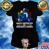 Easily Distracted By Dragons and Books Ladies tee
