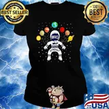 Bro Of The Birthday Astronaut Boy And Girl Space Theme Ladies tee