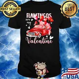 Flamingos Are My Valentine Heart Car Red Shirt