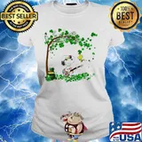 Happy Snoopy and Woodstock St Patricks Day tree Ladies tee