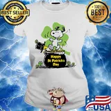 Happy St Patrick’s Day Snoopy And Woodstock Ladies tee