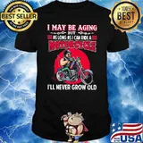 I May Be Aging But As Long As I Can Ride A Motorcycle I’ll Never Grow Old Man America Moon Blood Shirt