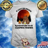 If Lost Or Drunk Please Return To My Camping Friends Bear Beer Moon Blood Shirt