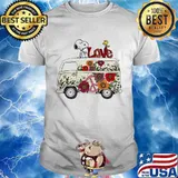 Love Bus Flowers Snoopy And Woodstock Shirt