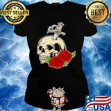 Skull shirt skull roses Ladies tee