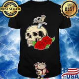 Skull shirt skull roses Unisex