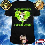 I Don’t Need Luck I’ve Got Jesus Snoopy Heart Patricks Day shirt