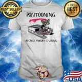 PONTOONING CAT BECAUSE MURDER IS WRONG BLACK CAT SHIRT