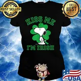 Kiss Me I’m Irish Smak Snoopy Patricks Day Ladies tee