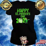 HAPPY ST PATRICKS DAY 2021 TOILET PAPER WITH ELF FACE MASK DABBING SHIRT Ladies tee