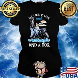 All I Need Is Love And A Motorcycle And A Dog Shirt Ladies tee