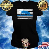 American Flag Bloodhound K9 Police Thin Blue shirt - Copy Ladies tee