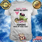 Baby Yoda Makes Me Happy Humans Make My Head Hurt Minnie Mickey Disney Flowers Shirt