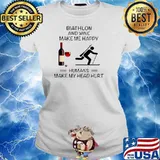 Biathlon And Wine Make Me Happy Humans Make My Head Hurt Ladies tee