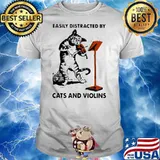 Black Cat Easily Distracted By Cats And Violins shirt
