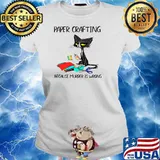 Black Cat Paper Crafting Because Murder Is Wrong Ladies tee