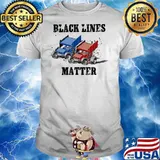 Black Lines Matter Red And Blue Car Shirt