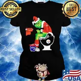 Cleveland Browns Grinch sitting on Pittsburgh Steelers toilet and step on Baltimore Ravens helmet Ladies tee
