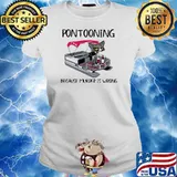 PONTOONING CAT BECAUSE MURDER IS WRONG BLACK CAT SHIRT Ladies tee