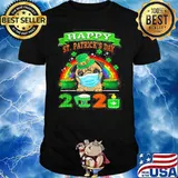 Cute Pug Mask Leprechaun Hat Shamrock St Patrick’s Day 2021 Dog Shirt