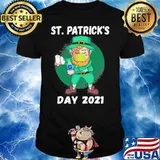 Flossing Leprechaun Wearing Mask Funny St Patrick’s Day 2021 Shirt