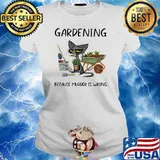 Gardening Because Murder Is Wrong Old Cat Shirt Ladies tee