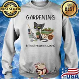 Gardening Because Murder Is Wrong Old Cat Shirt Sweater