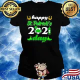 HAPPY ST PATRICKS DAY 2021 SOCCER FACE MASK WITH COVID19 SHIRT Ladies tee