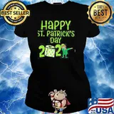 HAPPY ST PATRICK’S DAY 2021 TOILET PAPER WITH ELF FACE MASK DABBING SHIRT Ladies tee