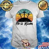 He Is Risen Jesus Christian Cross Religious Easter Vintage Shirt