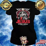 Helmets Save Lives Jesus Saves Souls Biker Shirt Ladies tee