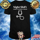 HOT NIGHT SHIFT DIFFERENT BREED STETHOSCOPE FUNNY NURSE RN RT SHIRT