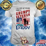 I Get My Attitude From A Grumpy Veteran He Is My Daddy American Flag Shirt