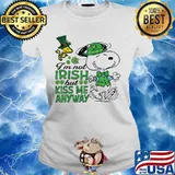 I’m Not Irish But Kiss Me Anyway Snoopy And Woodstock Patricks Day Shirt Ladies tee