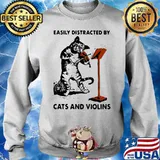 BLACK CAT EASILY DISTRACTED BY CATS AND VIOLINS SHIRT Sweater